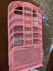 Pink Collapsible Storage Baskets bathroom basket