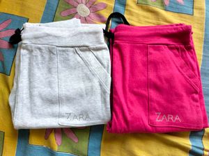 Zara Girls Joggers - Pink & Grey Duo