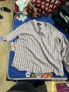 VASTRADO Striped Band Collar Shirt