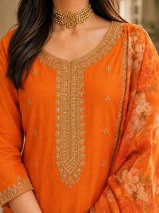 Vibrant Orange Kurta Set with Dupatta
