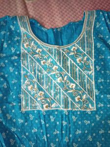 Embroidered Teal Kurta