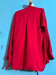 Chic Pink Tie-Waist Shirt