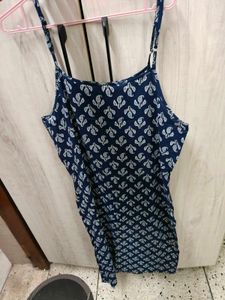 Stylish Navy Blue Printed Dress