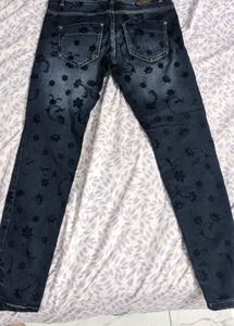 Low Waist Flowers Design Deni