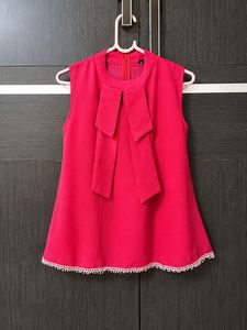 Pink Bow Neck Sleeveless Top | Size M | OfficeWear
