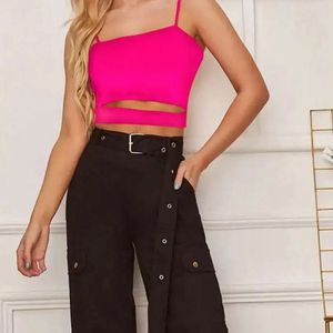 Hot Pink Cutout Crop Top(S,M)