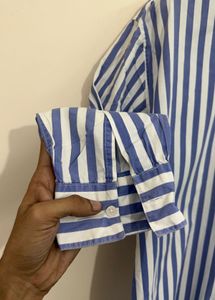 Blue &amp; White Striped Button-Up Shirt