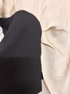 Chic Beige &amp; Black Asymmetrical Top
