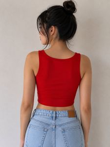 Vibrant Red Cropped Tank Top