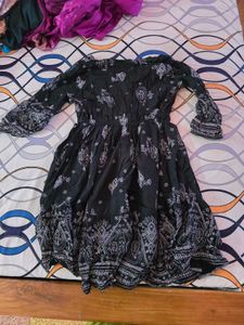 Black Printed Bohemian Style Dress