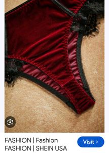 Red Satin Lace Briefs(SHEIN)