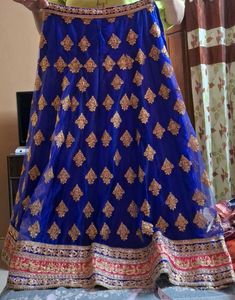 Stunning Blue &amp; Gold Embellished Lehenga Choli