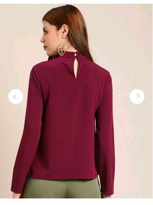 Maroon Her High Neck Semi Formal Top XL