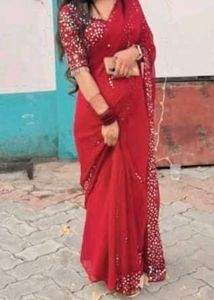 Mirrorwork Saree With Padded Blouse