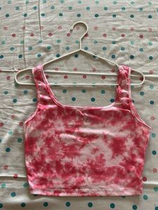 Shein Pink Tie-Dye Crop Tank Top