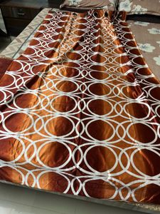 5 pcs. Elegant Brown &amp; White Patterned Curtain