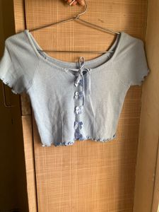 Cute Blue Ribbon Top