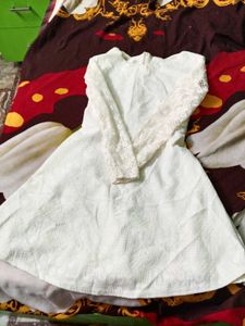 White Lace Sleeve Dress