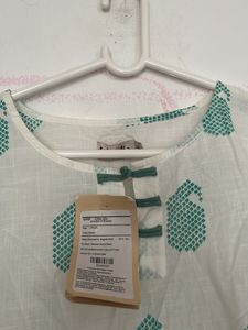 Stylish White Kurta with Green Print