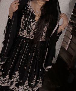 Elegant Black Embroidered Lehenga Choli