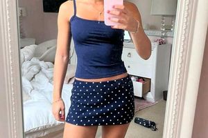 Cute Navy Polka Dot mini skirt
