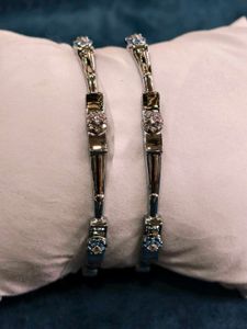 Exquisite Diamond and Sapphire pure silver Bangles