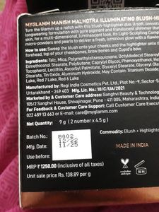 MyGlamm MANISH  MALHOTRA  ILLUMINATING Blush AND Highlighter Duo-Star Gaze-9gm
