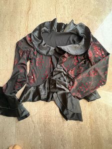 Elegant Black & Red Embellished Blouse