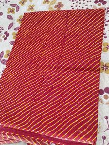 Vibrant Red Leheriya Saree