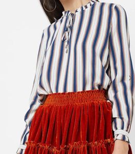 Only - Striped Ruffle Neck Blouse