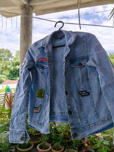 Trendy Light Blue Distressed Denim Jacket