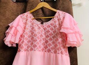 Pink Ethnic Gown with Sequence Work