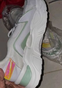 Stylish White & Mint Sneakers for Women