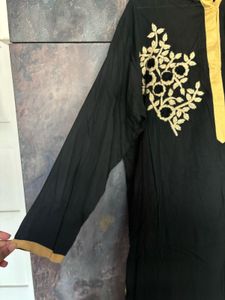 Elegant Black Kurta with Golden Embroidery