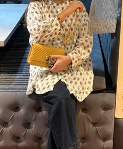 floral white kurta style shirt