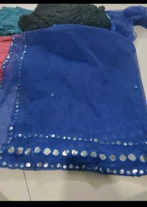 Royal Blue Mirror Work Dupatta