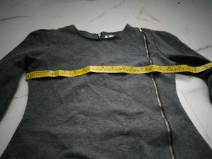 Grey Long Sleeve Zipper Dress