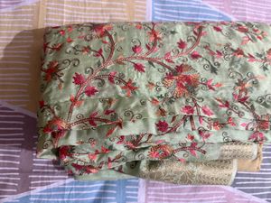Silk Saree set in pastel green