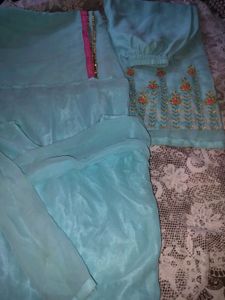 Beautiful Teal Embroidered Shalwar Kameez