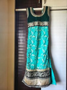 Beautiful Teal Embroidered Dress and Choli