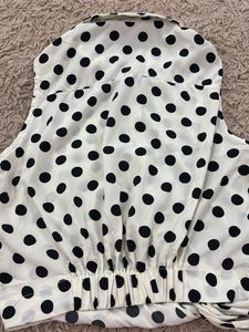 Chic Polka Dot Tie-Front crop top