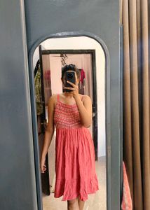 Coral Embroidered Sundress