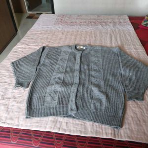 Grey Cable Knit Button-Up Cardigan