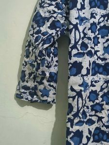 Blue floral print kurta