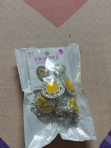 Twaynez Yellow Jhumka Earrings