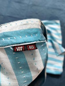 Men's Sky Blue Striped Kurta