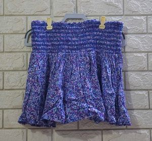 Smocked Floral Mini Skirt