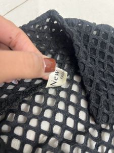 Chic Black Mesh Sleeveless Duster