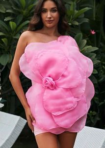 luxury Stunning Pink Floral Party Dress