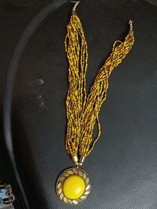 Boho Yellow Beaded Statement Necklace